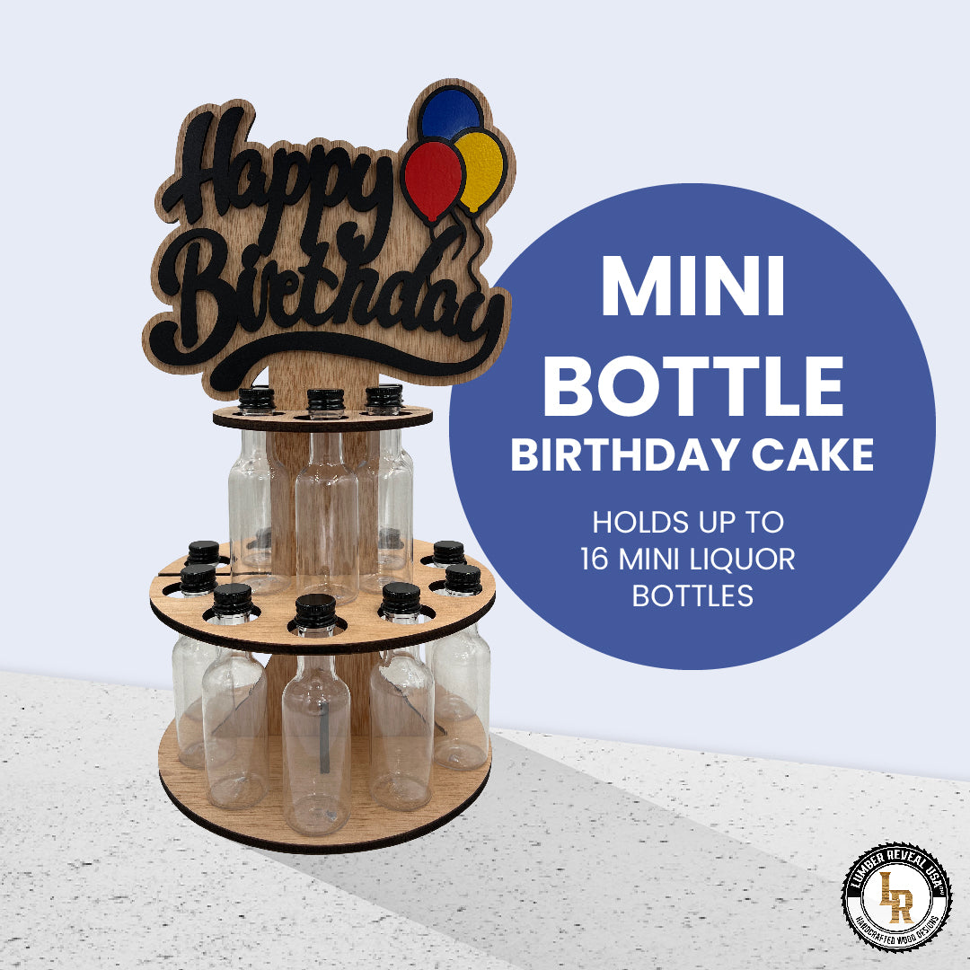Lumber Reveal USA Mini Liquor Bottle Cake Display Shelf for 21st Birthday or Other Ages
