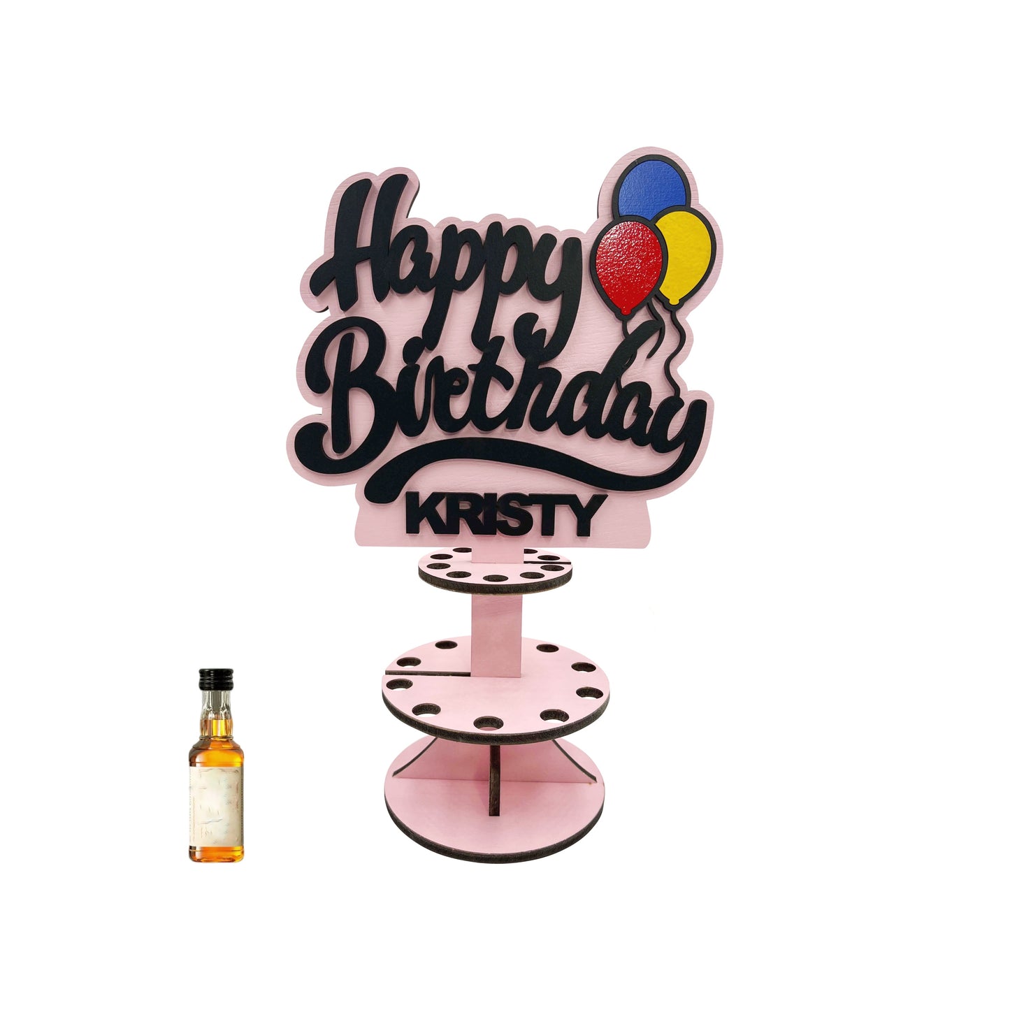 Lumber Reveal USA Mini Liquor Bottle Cake Display Shelf for 21st Birthday or Other Ages