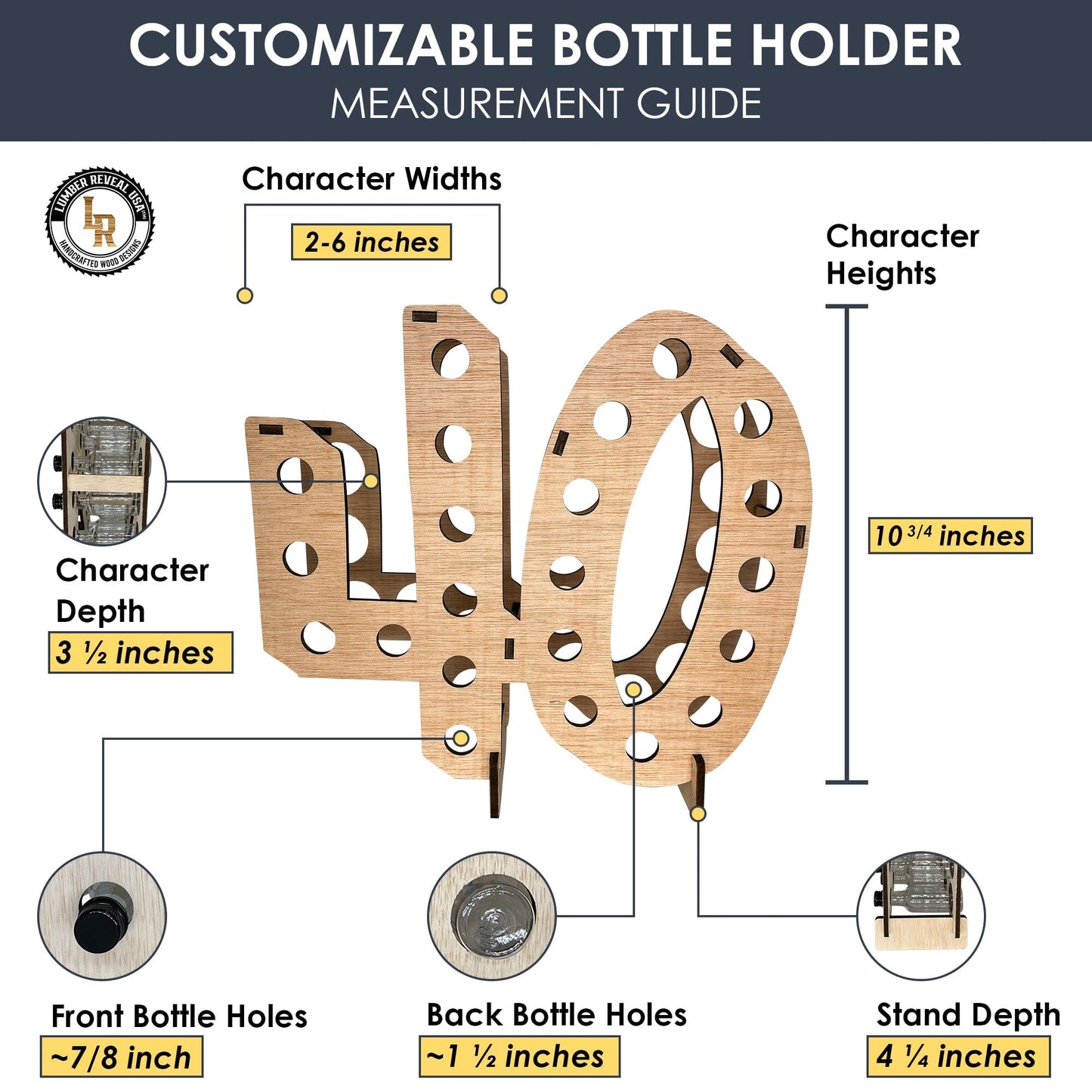 Custom Birthday Age or Year Mini Bottle Holders Party & Celebration Lumber Reveal USA