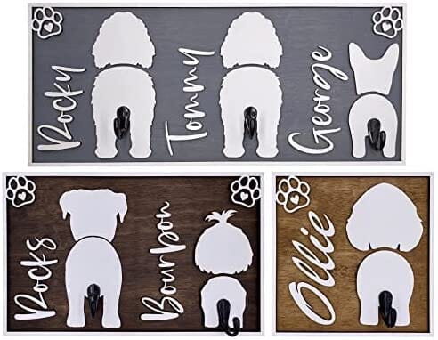 Personalized Wood Leash Hangers - Custom Hand Made in the USA Pet Supplies Lumber Lab USA