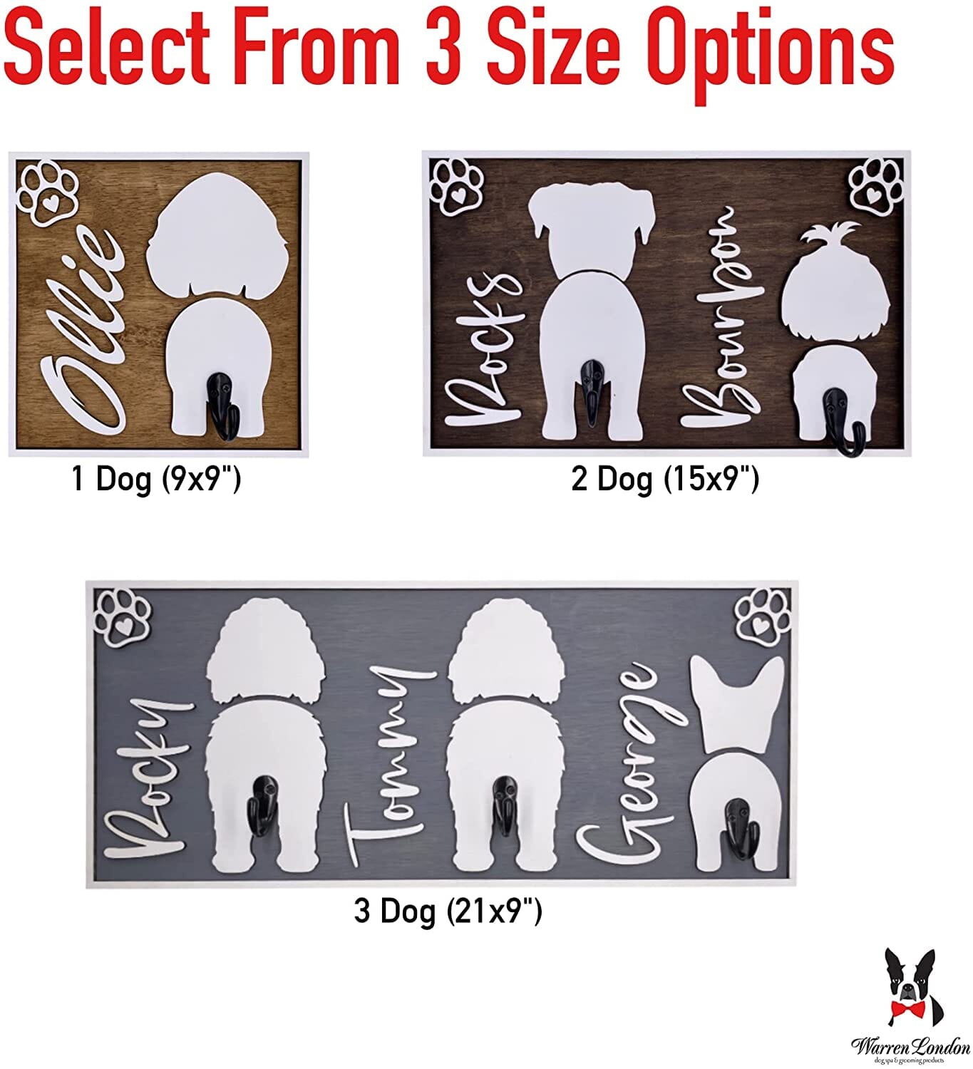 Personalized Wood Leash Hangers - Custom Hand Made in the USA Pet Supplies Lumber Lab USA