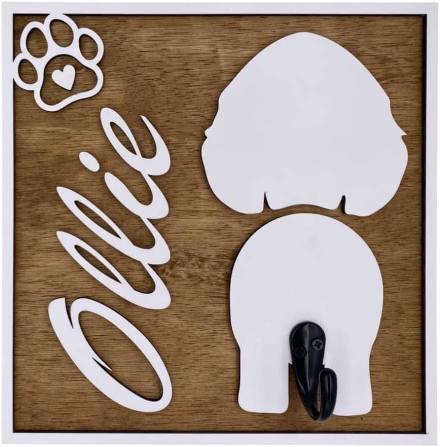 Personalized Wood Leash Hangers - Custom Hand Made in the USA Pet Supplies Lumber Lab USA