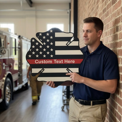 Personalized Wooden American Flag | Maltese Cross Flag | Firefighter Flag | EMT Retirement Gift