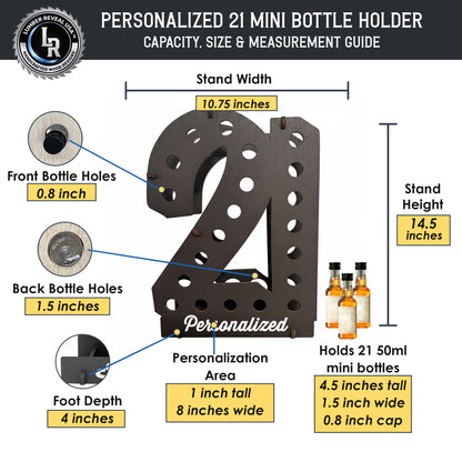 Personalized 21st Birthday Shot Bottle Holder | Holds 21 Mini Liquor Bottles