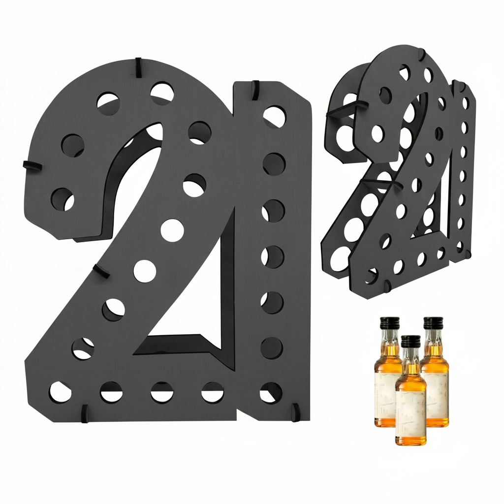 21st Birthday Shot Bottle Holder | Holds 21 Mini Liquor Bottles