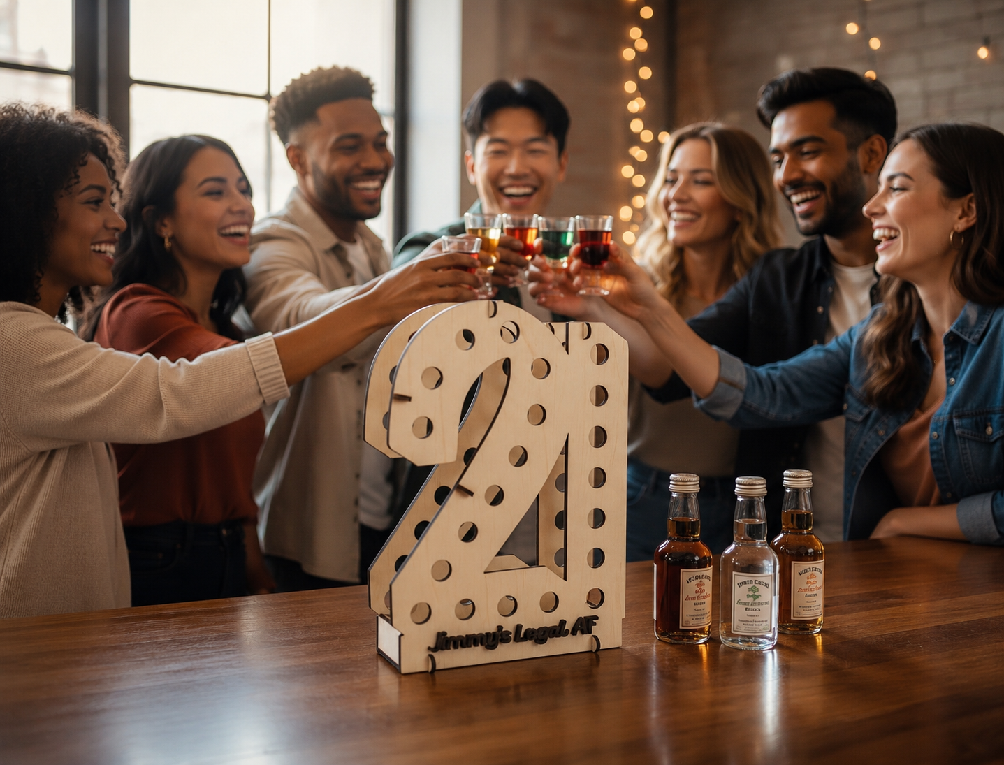 21st Birthday Shot Bottle Holder | Holds 21 Mini Liquor Bottles