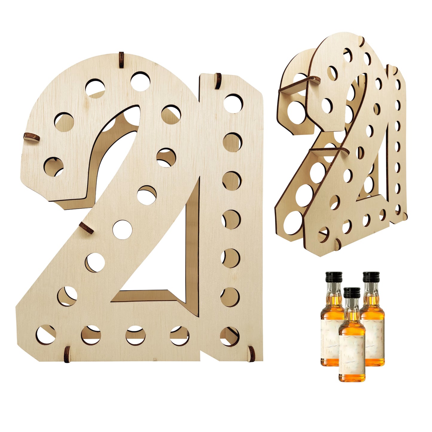 21st Birthday Shot Bottle Holder | Holds 21 Mini Liquor Bottles