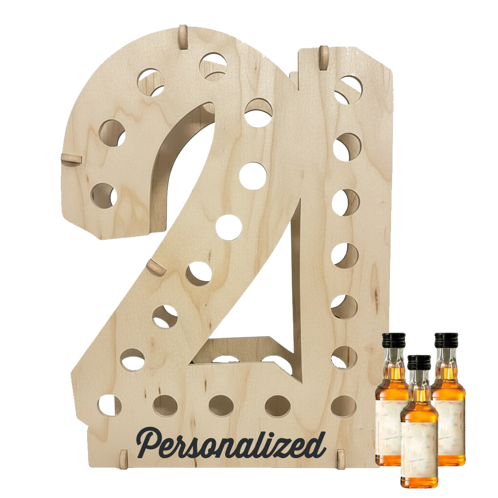 Personalized 21st Birthday Shot Bottle Holder | Holds 21 Mini Liquor Bottles