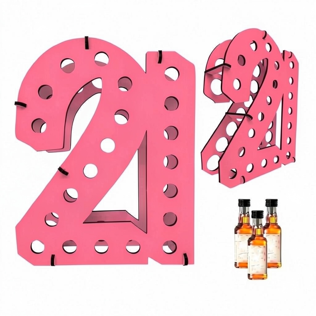 21st Birthday Shot Bottle Holder | Holds 21 Mini Liquor Bottles