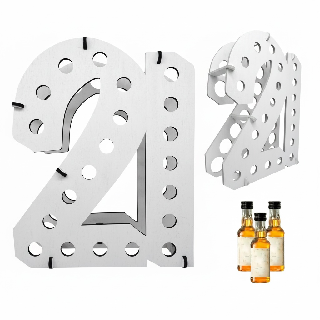 21st Birthday Shot Bottle Holder | Holds 21 Mini Liquor Bottles