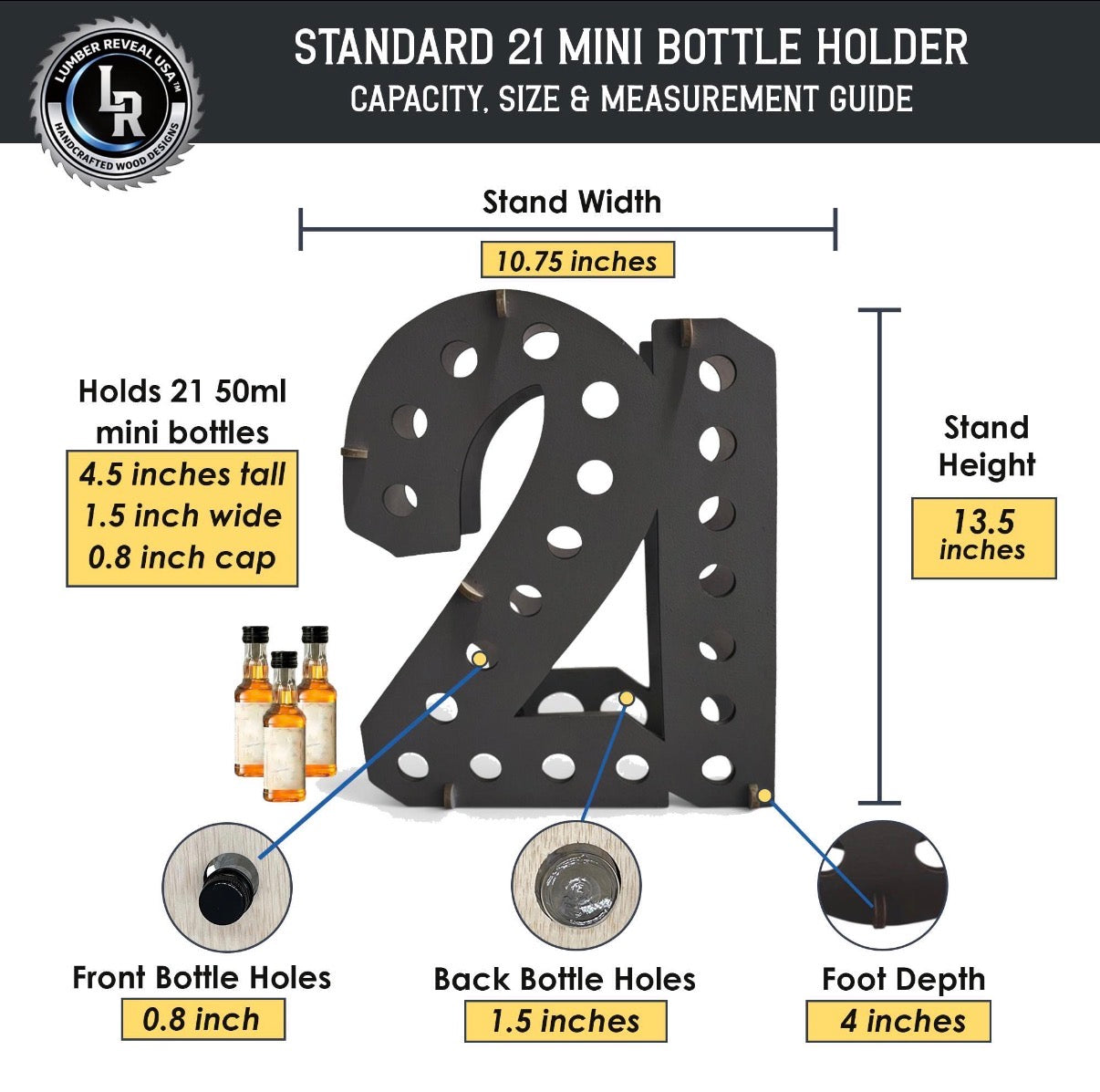 21st Birthday Shot Bottle Holder | Holds 21 Mini Liquor Bottles