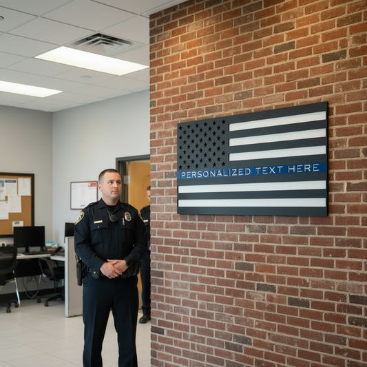 Personalized Wooden Thin Blue Line Flag | Back the Blue Flag | Police Memorial Flag | Police Retirement Gift | Police Apprectation Gift