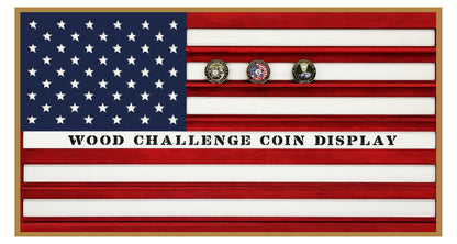 American Flag Challenge Coin Display | Personalized Wooden Challenge Coin Holder