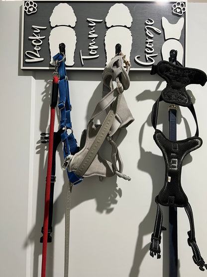 Personalized Wood Leash Hangers - Custom Hand Made in the USA