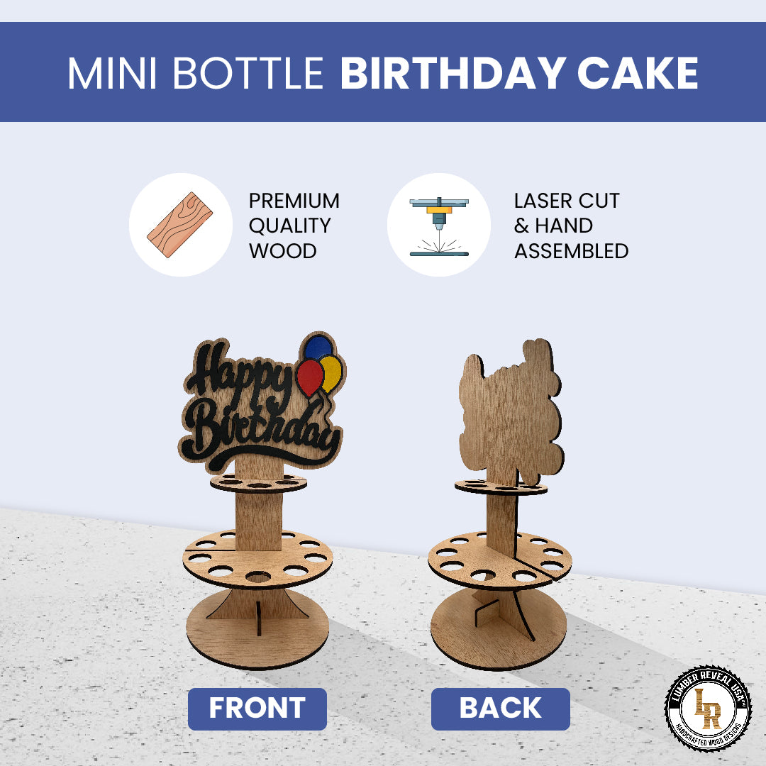 Lumber Reveal USA Mini Liquor Bottle Cake Display Shelf for 21st Birthday or Other Ages