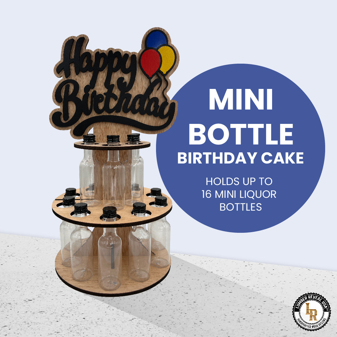 Lumber Reveal USA Mini Liquor Bottle Cake Display Shelf for 21st Birthday or Other Ages