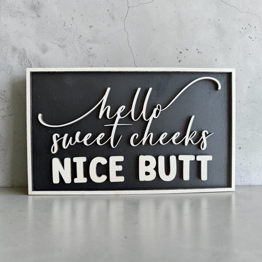 Wooden 'Nice Butt' Customized Bathroom Art | 14 Colors
