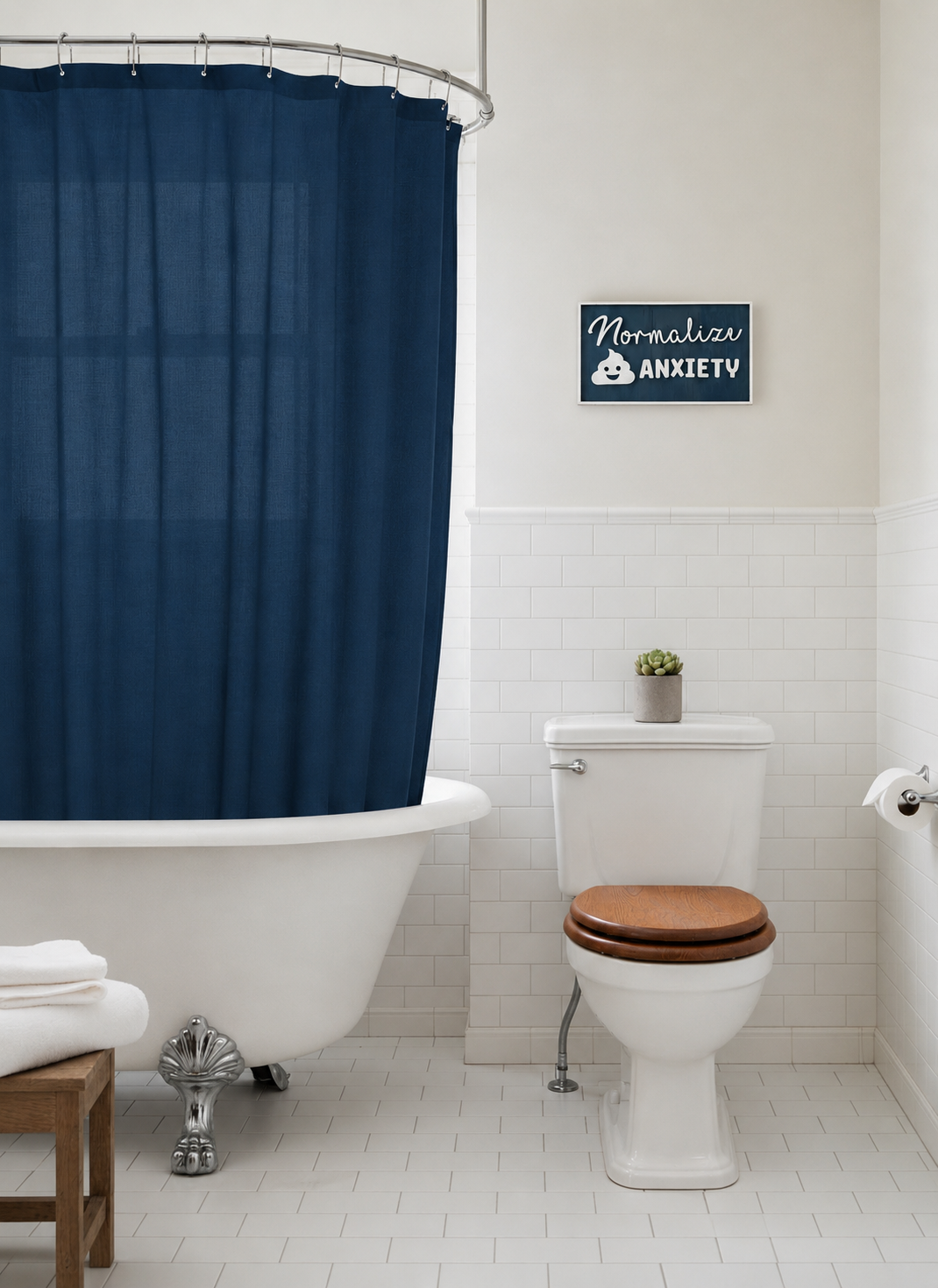 Wooden 'Normalize Poop Anxiety' Customized Art | Funny Bathroom Decor | 14 Colors