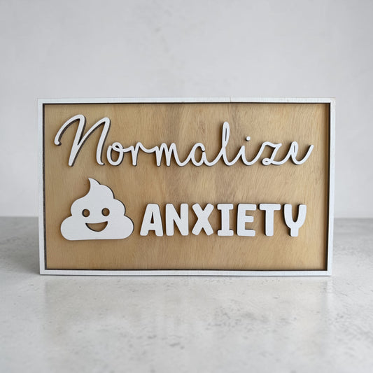 Wooden 'Normalize Poop Anxiety' Customized Art | Funny Bathroom Decor | 14 Colors