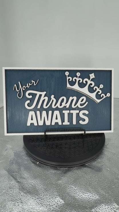 Wooden 'Your Throne Awaits' Customized Bathroom Art | 14 Colors
