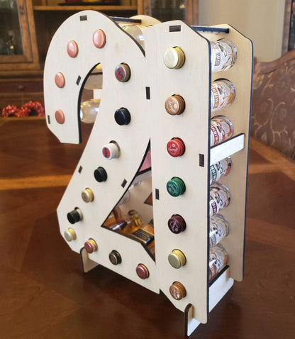 Custom Mini Bottle Holder Display - Letters or Numbers - Up To 4 Digits