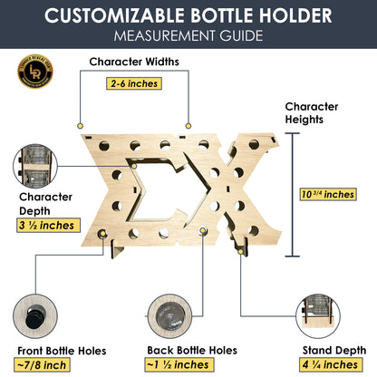 Custom Mini Bottle Holder Display - Greek Alphabet - Up To 4 Digits