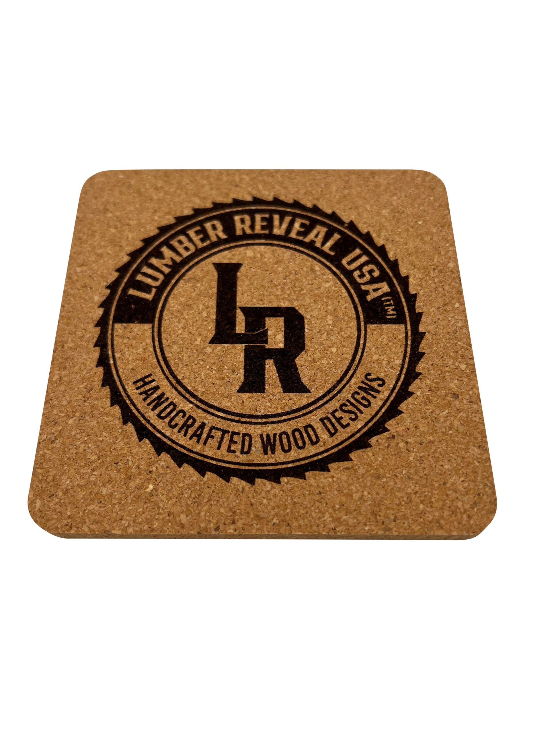 Custom Coaster - Made from Cork - Set of 4 Plus Holder Bar Accessories Lumber Reveal USA 
