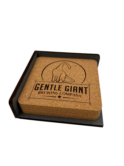 Custom Coaster - Made from Cork - Set of 4 Plus Holder Bar Accessories Lumber Reveal USA 