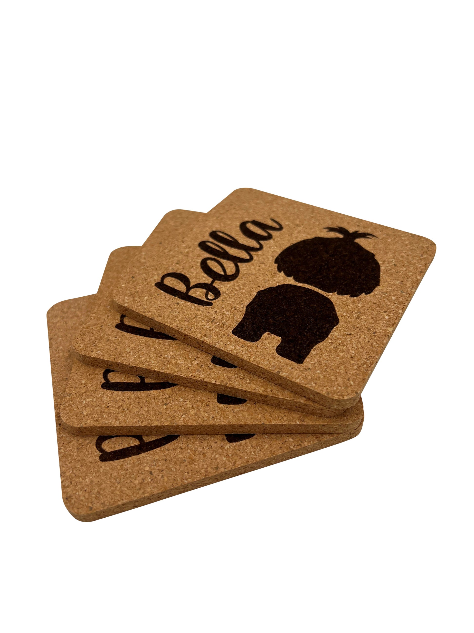 Custom Coaster - Made from Cork - Set of 4 Plus Holder Bar Accessories Lumber Reveal USA 