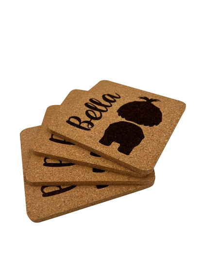 Custom Coaster - Made from Cork - Set of 4 Plus Holder Bar Accessories Lumber Reveal USA 
