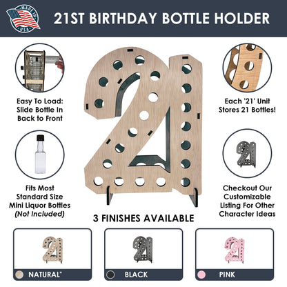 Mini Liquor Bottle Display Shelf For 21st Birthday Party & Celebration Lumber Reveal USA 